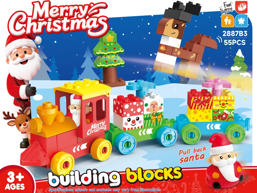 Christmas Santa Train Building Blocks DIY Assembled Educational Toy 55PCS