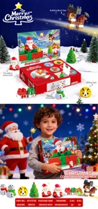 Christmas Countdown Surprise Blind Box Santa & Elk Educational Building Blocks Toy