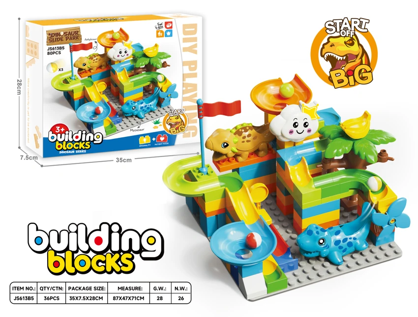 Jurassic Dinosaur Large Particle Slide Building Blocks Compatible with Lego DIY Scene Toy 80PCS