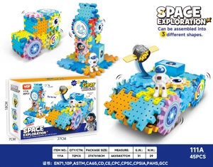 Aerospace Series – Walking Space Transport Tank & Astronaut Rotating Gear Building Blocks Educational Toy (Electric) 45PCS, 4 Styles Mixed Available