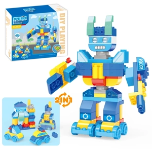 Creative Large Particle Police Robot Building Blocks – Rotatable Arm Educational Stress Relief Toy