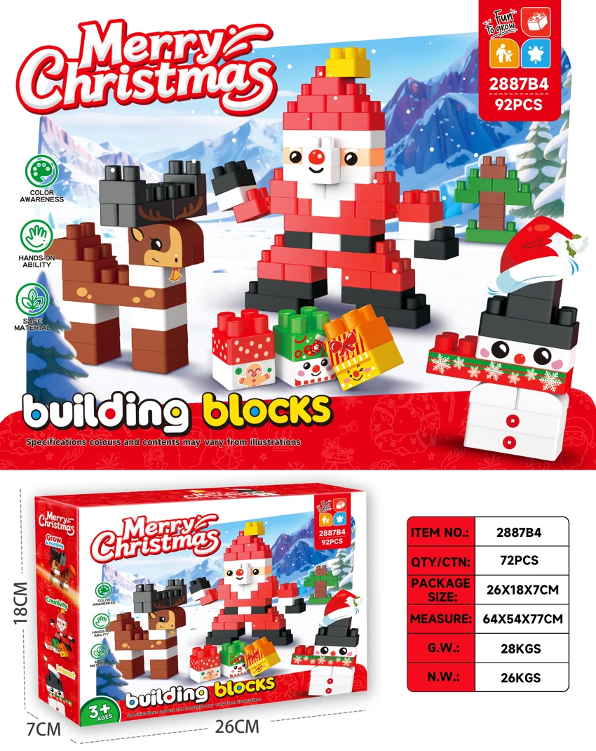 Christmas Santa & Elk Building Blocks DIY Assembled Educational Toy 92PCS