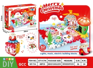 Christmas Santa & Snowman Gear Building Blocks Paradise Educational Toy (Electric, Music & Light) 62PCS