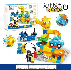 City Rescue Police Car & Airplane Large Particle Slide Building Blocks Compatible with Lego DIY Educational Scene Toy for Boys 68PCS