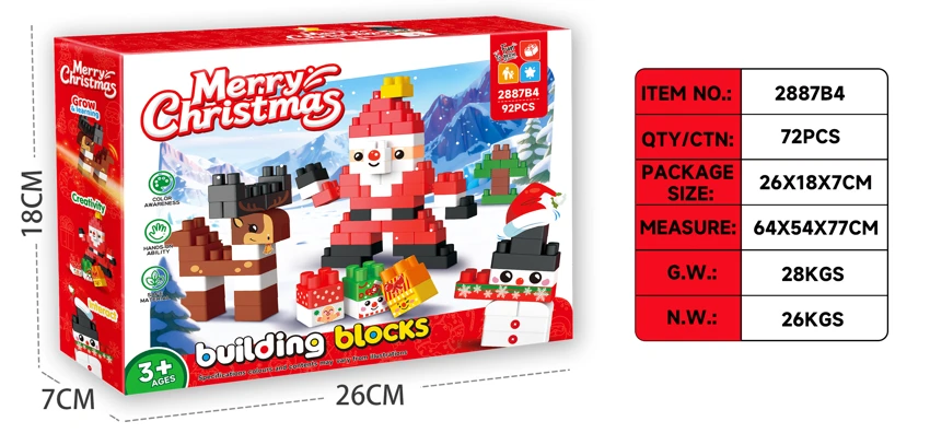 Christmas Santa & Elk Building Blocks DIY Assembled Educational Toy 92PCS