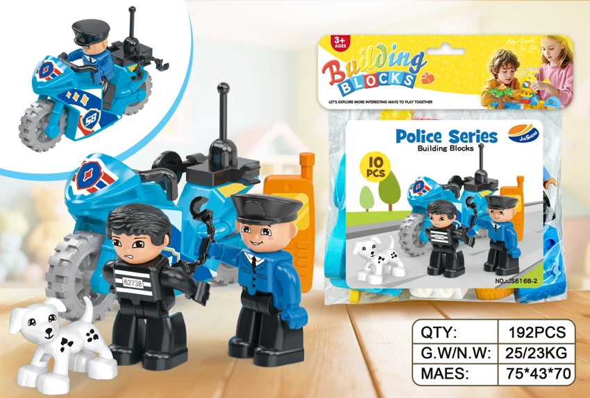 DIY Creative Motorcycle Police Chase Scene Desktop Large Particle Building Blocks Compatible with Lego Educational Toy 10PCS