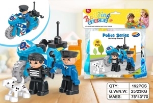 DIY Creative Motorcycle Police Chase Scene Desktop Large Particle Building Blocks Compatible with Lego Educational Toy 10PCS