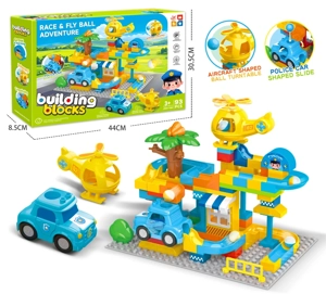 Police Car & Airplane Large Particle Slide Building Blocks Educational Assembled Toy 93PCS