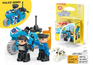 DIY Creative Motorcycle Police Chase Scene Desktop Large Particle Building Blocks Compatible with Lego Educational Toy 8PCS