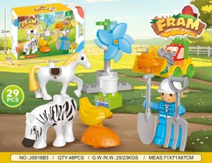 Animal Farm & Pasture Large Particle Building Blocks Compatible with Lego DIY Assembled Educational Stress Relief Pretend Play Cartoon Toy 29PCS