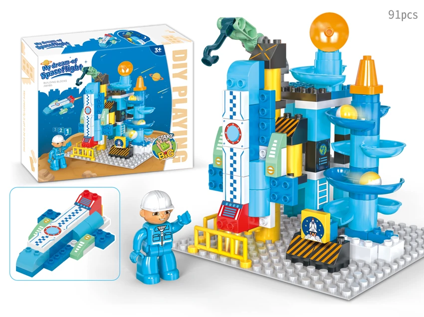 Space Shuttle Research Institute Ball Slide Large Particle Building Blocks Compatible with Lego Kids Desktop Stacking Educational Toy 91PCS