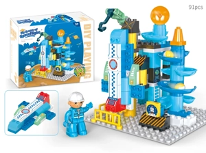 Space Shuttle Research Institute Ball Slide Large Particle Building Blocks Compatible with Lego Kids Desktop Stacking Educational Toy 91PCS