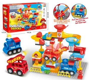 Fire Truck & Train Large Particle Slide Building Blocks Educational Assembled Toy 103PCS
