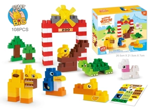 Animal World Paradise Assembled Building Blocks Kids Desktop Stacking Educational Toy With GCC 108PCS