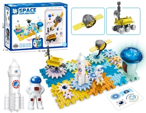 Space Series – Lunar Exploration Aerospace Gear Building Blocks Educational Toy (Electric, Music & Light) 55PCS