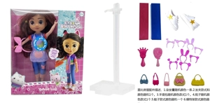 Gabby's dollhouse Premium 12 inci 12 sendi badan pepejal dengan cahaya lukisan muzik Gabby's dollhouse dengan krim rambut DIY dan 5 aksesori kejutan