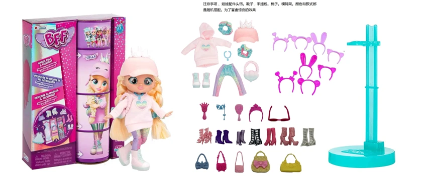 Premium CRY BABIES BFF11.5 inci 11 sendi padat pelangi menangis boneka Barbie dengan 5 kejutan aksesoris klip rambut. Tas tangan. Sepatu-sepatu. sisir. Sebuah frame model.