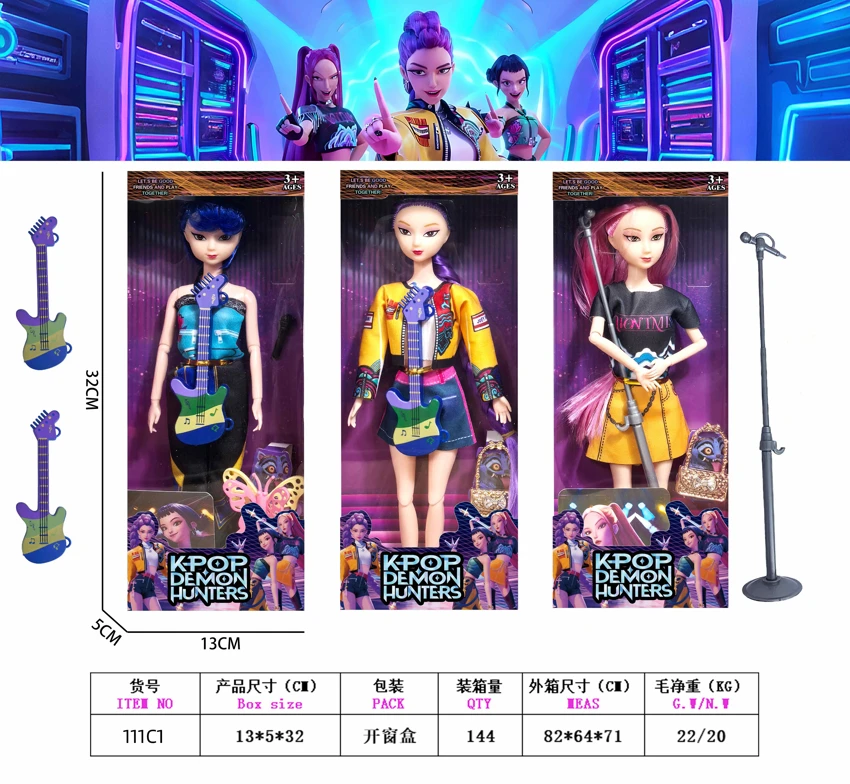 Perburuan setan 11,5 inci 11 sendi solid K-POP Lumi Mirazoi boneka (3 campuran)