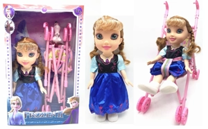 Generasi ke - 4 3D True Eyeball Theme Band Lighting Music 14 inci boneka es padat dengan gerobak manual. Bayi Salju.