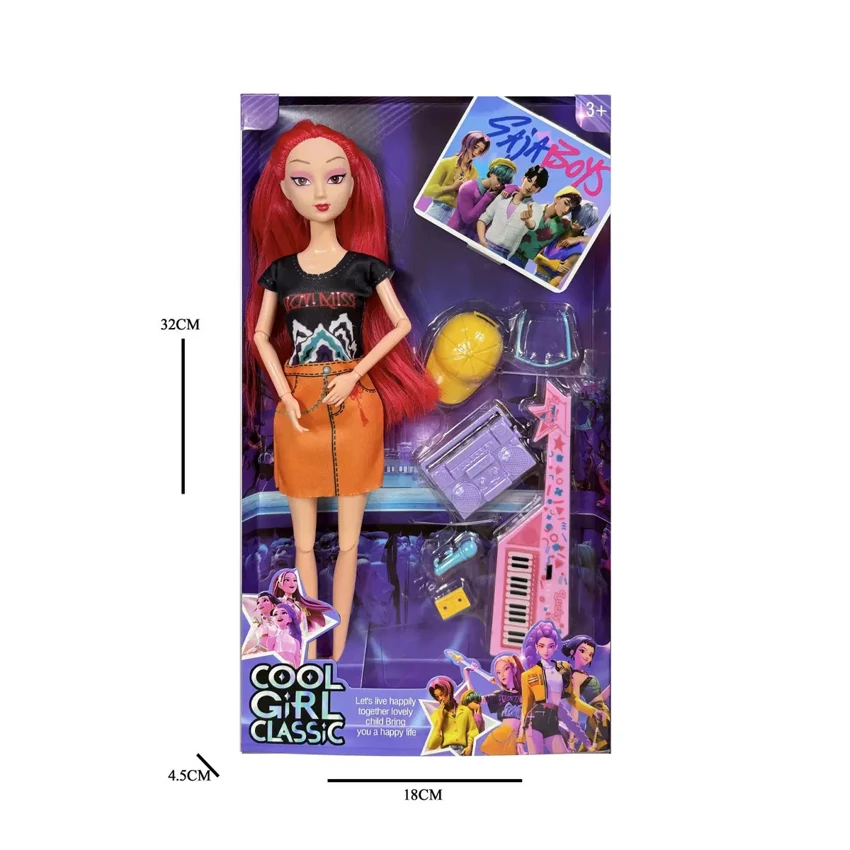 K-POP Demon Hunter Girl Group Animation 11.5-inch 12-joint Solid Rumi Performance Barbie with Blister Accessories