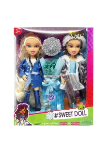 OMG BRATZ (Bratz)   Siri musim sejuk 10 inci kaki besar paha padat boneka kepala besar Bazi dua orang dengan tali rambut emas seikat bunga sebenar