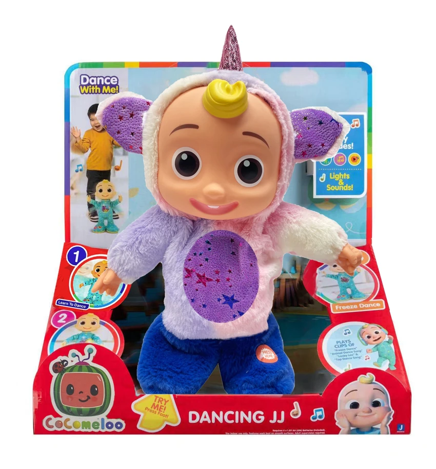 22 inci solid listrik cocomelon warna-warni Unicorn bayi Deskripsi fungsi [bisa berjalan. Aku bisa menyanyikan empat lagu, tertawa dan menari.