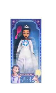 11.5 Inch 9 Joints Solid Body Disney Wish Queen with Crown, Comb and Wish Theme Song