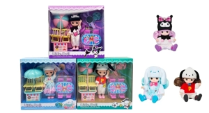 Set 1 - to - 1 seri boneka mewah 6,5 inci dengan set kue, sisir, cermin 3 campuran