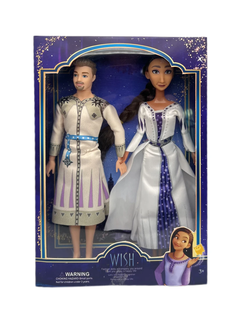 11.5 Inch 9 Joints Solid Body Disney Wish Double Figure. King, Queen
