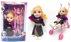 Generasi ke-4 3D sebenar mata tema lagu muzik lampu 14 inci boneka salji pepejal dengan gerobak manual. "Baby Salju " (Baby Salju)