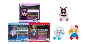 1:1 Set Series 6.5-inch Solid Plush Kuromi Doll with Jazz Piano Set, 3 styles assorted