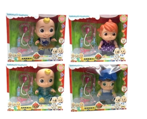 14 Inch Vinyl Cocomelon Super Baby with 4 Theme Songs and Christmas Theme Music 4 Different Theme Characters Assorted with Stethoscope and Small Doctor Equipment Accessories
