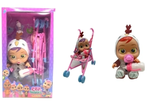 Boneka menangis 14 inci dapat minum air mata nyata dengan empat suara musik DAD.Mother.Angry.Cry Unicorn Snowboard dengan troli besar dengan botol susu tunggal pacifier baskom tidak basah