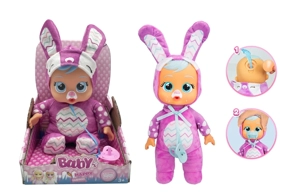 High-Grade 1:1 12" Vinyl Head & Hands, Plush Cotton Body with Real Tear-Shedding. Purple Rabbit Pajamas Crying Doll with 4-Tone Music Cry Babies-Tutti Fritti, Tear-Shedding Function and Pacifier
