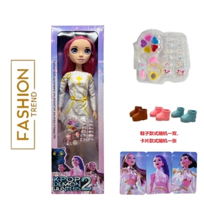 K-POP pelangi wanita pemburu sihir versi hidup 22 inci botol meniup badan dengan lagu tema muzik barbie tali pinggang 5 keping set kehidupan nyata kosmetik minyak tali pinggang emas kad mince