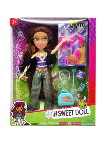 OMG BRATZ Series 10" Solid Plush Big-Head Bratz Doll with Big Feet & Thighs, 8-Piece Accessory Set, 7-Piece Pet Set and Diamond Bag