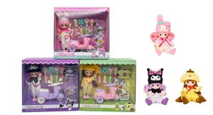 1 kepada 1 Set Set 6.5 inci padat Cool Lomi anak patung dengan kartun motosikal dengan 8 set gula-gula dan kad