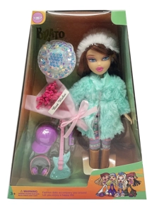 OMG BRATZ (Bratz)   Siri musim sejuk 10 inci kaki besar paha padat boneka besar dengan belon dengan batu set 4 keping dengan bunga sebenar