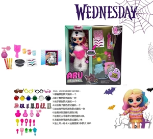 ( Kemasan non-pelanggaran ) Adam 's Wednesday OMG LOL kejutan boneka 10 inci 12 sendi seri tubuh padat dengan 9 aksesori kejutan DIY yang berbeda [Rambut boneka dapat menambahkan warna yang berbeda, pakaian dapat menambahkan warna,]