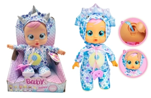 High-Grade 1:1 12" Vinyl Head & Hands, Plush Cotton Body with Real Tear-Shedding. Crystal Pajamas Parasaurolophus Crying Doll with 4-Tone Music Cry Babies-Tutti Fritti, Tear-Shedding Function and Pacifier
