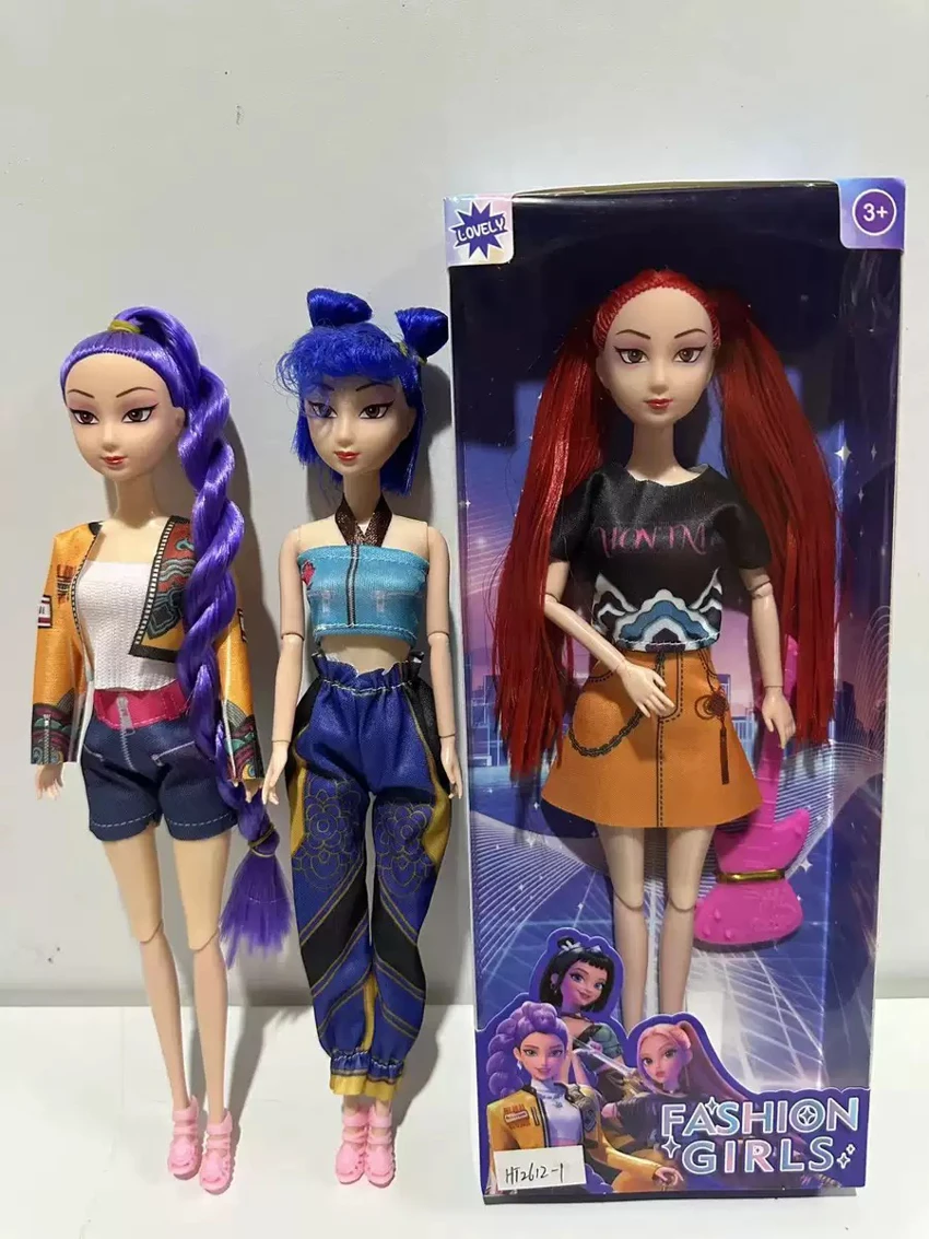 K-POP Demon Hunter Girl Group Animation 11.5-inch 12-joint Solid Rumi Performance Barbie with Guitar, 3 styles assorted