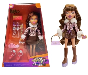 OMG BRATZ รองเท้าบูท   ตุ๊กตา 10 นิ้ว ขาใหญ่ ตุ๊กตาหัวใหญ่ พร้อมเครื่องประดับ ชุด 5 ชิ้น พร้อมแว่นตา พร้อมหวี สายเพชร กระเป๋า สายรองเท้า