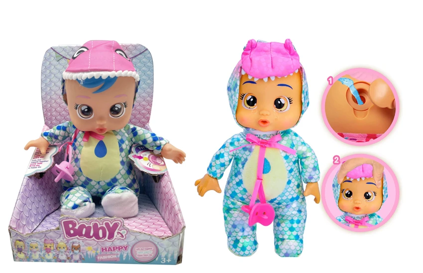 Premium 1 kepada 1 12 inci kepala kapas kapas kapas kapas tangan dengan air mata sebenar. Kristal pyjamas Tyrannosaurus menangis anak patung dengan muzik empat suara cry Babies-Tutti Fritti dengan ciri air mata mengalir, dengan pacifier