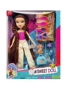 OMG BRATZ siri 10 inci kaki besar paha padat bulu kepala besar anak patung Baez perhiasan 8 set haiwan kesayangan set 7 set dengan beg berlian