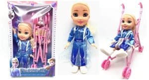 Generation 4 3D Real Eyes with Theme Song, Lights & Music 14 Inch Solid Body Ice Doll with Manual Large Stroller. Vinyl Snow Baby