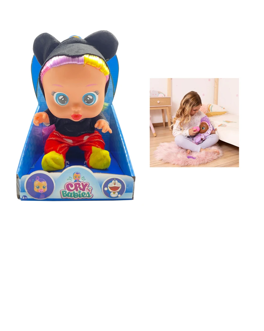 Mickey - Generasi ke-16 14 inci anak patung kanak-kanak perempuan menangis dengan rambut dengan muzik empat suara cry Babies-Tutti Fritti dengan fungsi air mata mengalir, dengan botol susu menyerap air, dengan pacifier. Fungsi pemanas dengan tali bulu. Pakaian untuk 2 set pakaian