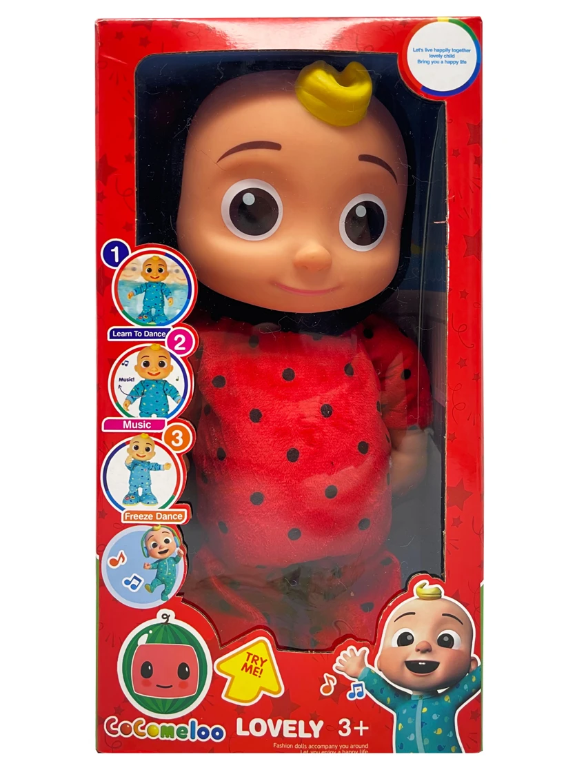 22 Inch Solid Body Electric Cocomelon Ladybug Baby Function Description [Can Walk. Can Sing 4 Songs, Can Laugh, Can Dance] Batteries Not Included