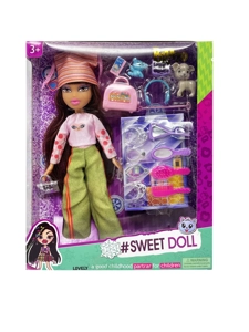 OMG BRATZ siri 10 inci kaki besar paha padat bulu kepala besar anak patung Baez perhiasan 8 set haiwan kesayangan set 7 set dengan beg berlian