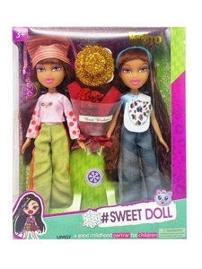 OMG BRATZ (Bratz)   Siri musim panas 10 inci kaki besar paha padat boneka kepala besar Beez dua orang dengan tali rambut emas seikat bunga sebenar