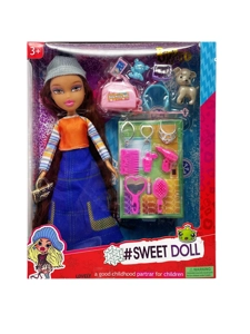 OMG BRATZ Series 10" Solid Plush Big-Head Bratz Doll with Big Feet & Thighs, 8-Piece Accessory Set, 7-Piece Pet Set and Diamond Bag